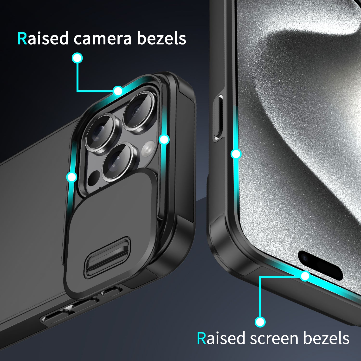 For iPhone 15 Pro Case Shockproof PC+TPU Cover with Slide Camera Guard For iPhone 15 Pro Case Shockproof PC+TPU Cover with Slide Camera Guard